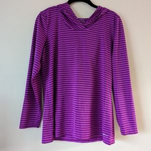 Eddie Bauer women's purple striped hoodie long sleeve shirt size M